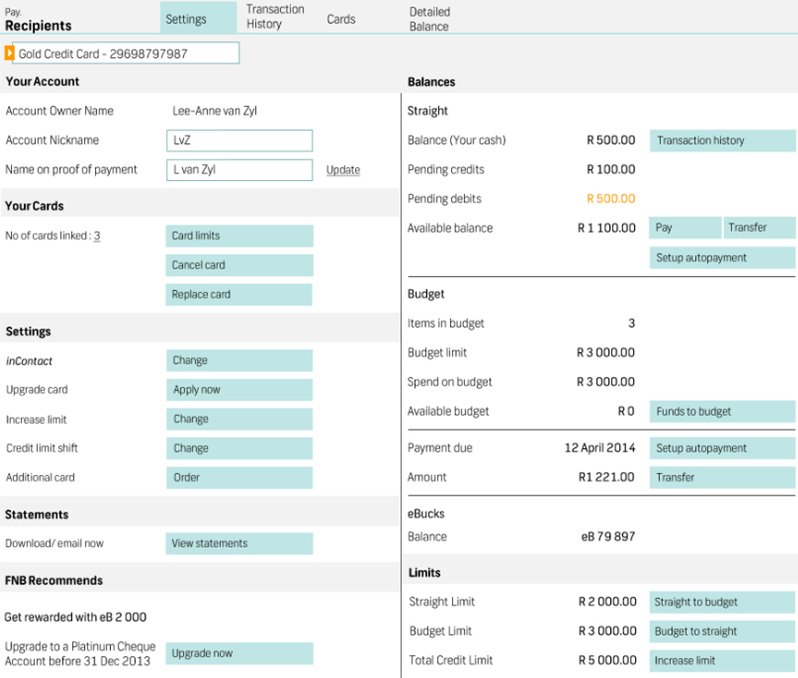Account Settings Dashboard