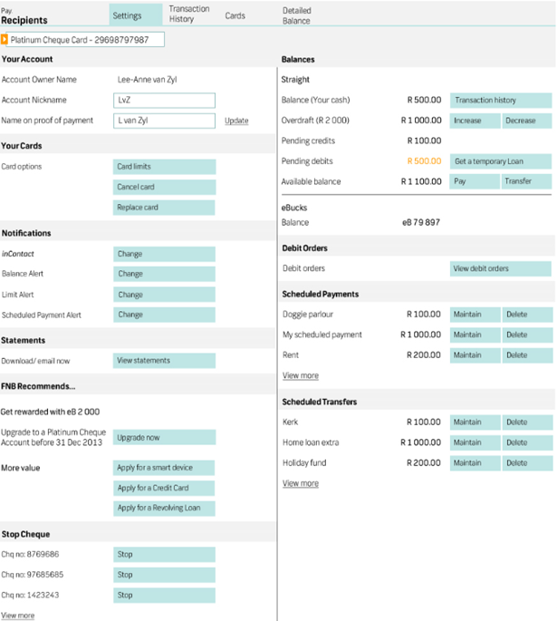 Account Settings Dashboard