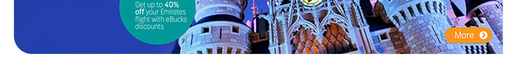 PLUS Get up to 40% off your Emirates flight with eBucks discounts PLUS Get up to 40% off your Emirates flight with eBucks discounts